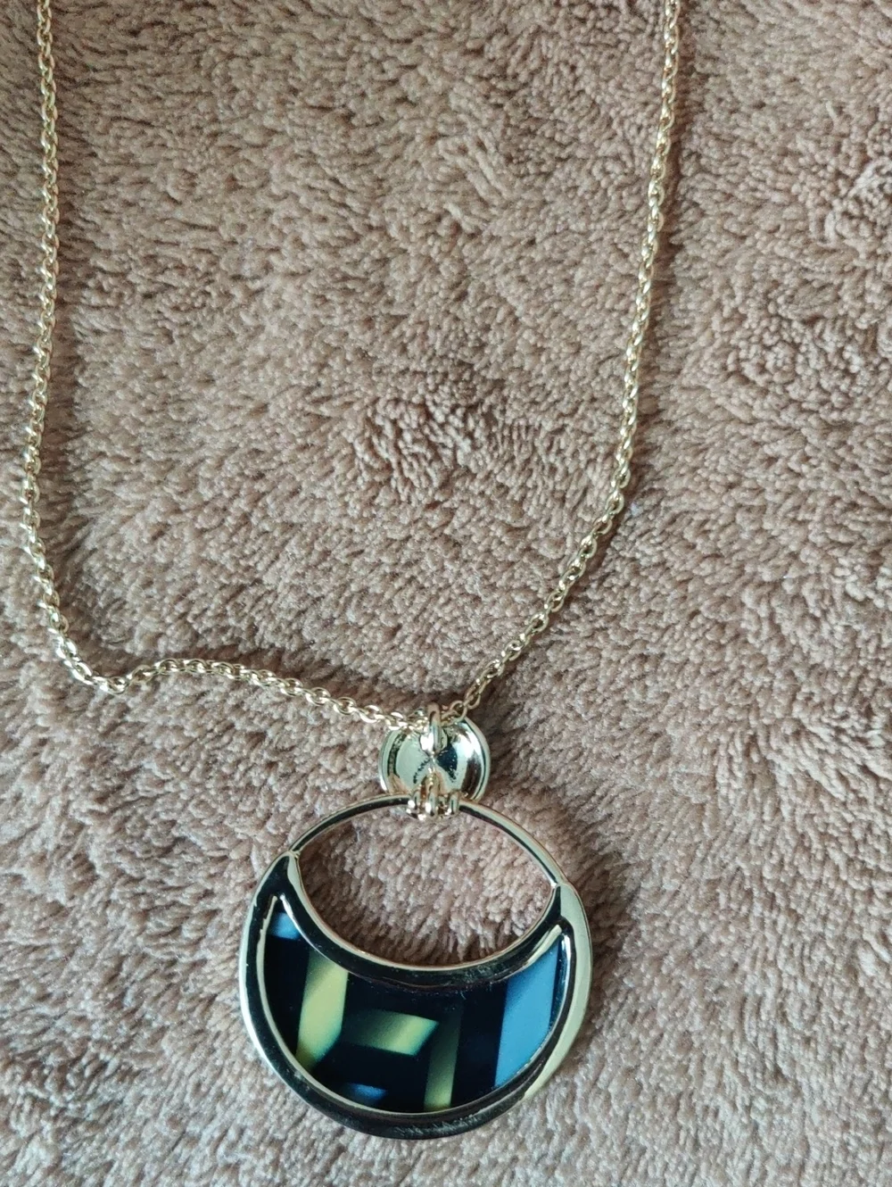 Ann Taylor Gold and Black Crescent Pendant Necklace